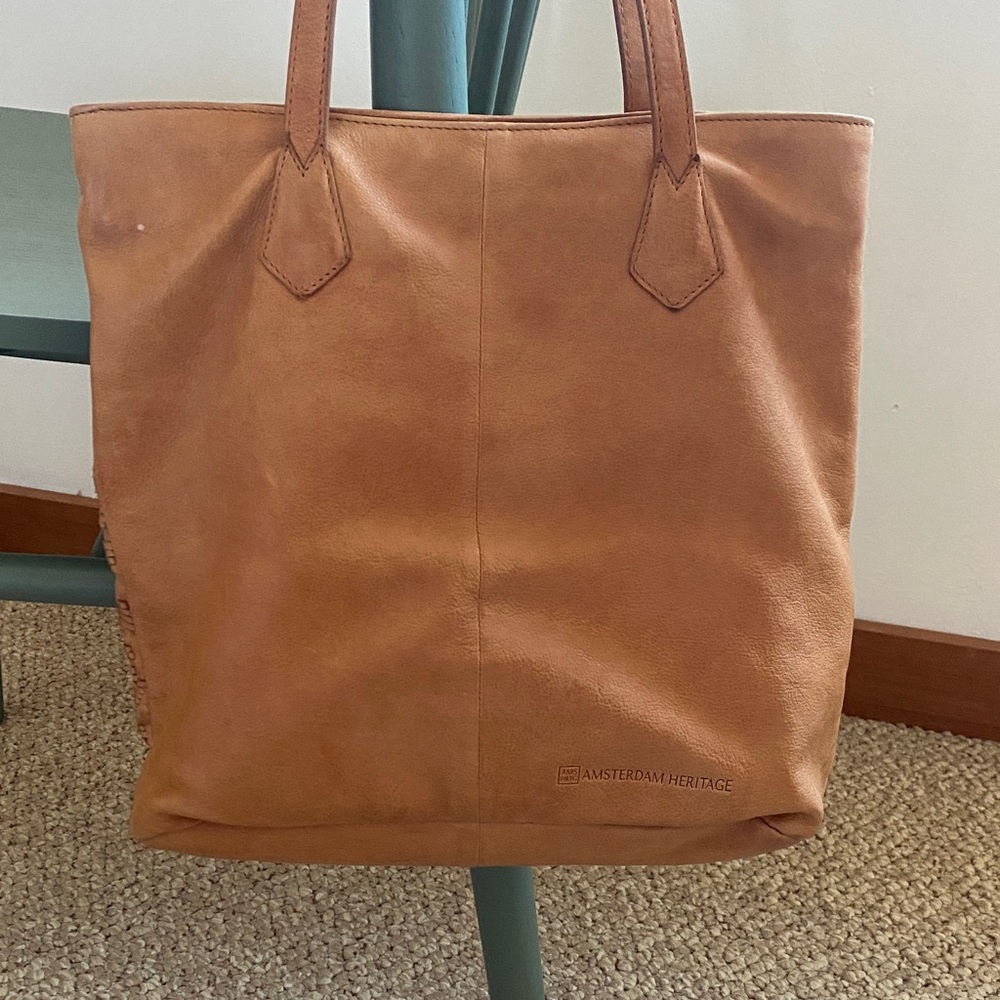 Everyday Tan Tote Bag with Textured Front Panel - Picture 6 of 7